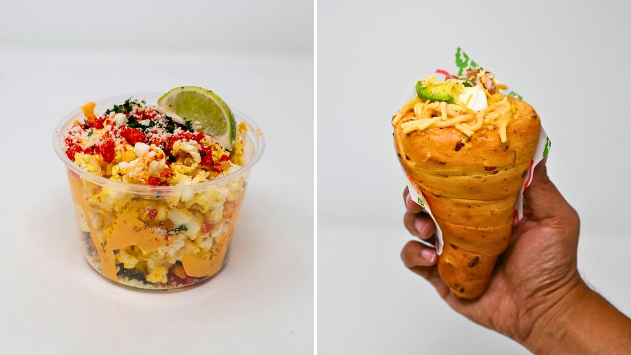 <h3 class="cms-H3-H3">Nevins Pop-Elotes </h3>
<b>Imagina las palomitas que comes en el cine, pero vestidas de elote loco:</b> mayonesa picosita, queso Cotija, Flamin’ Hot Cheetos triturados y un chorro de limón. Es el snack perfecto para caminar entre juegos sin dejar de picar.
<br>
<h3 class="cms-H3-H3">El Cono Loco </h3>
<b>Un plato que provoca risas antes de probarlo:</b> espagueti Tex-Mex con pollo y chile Hatch servido dentro de un cono de pan de ajo y parmesano. Se come como si fuera helado… pero cada bocado es pasta con queso caliente.