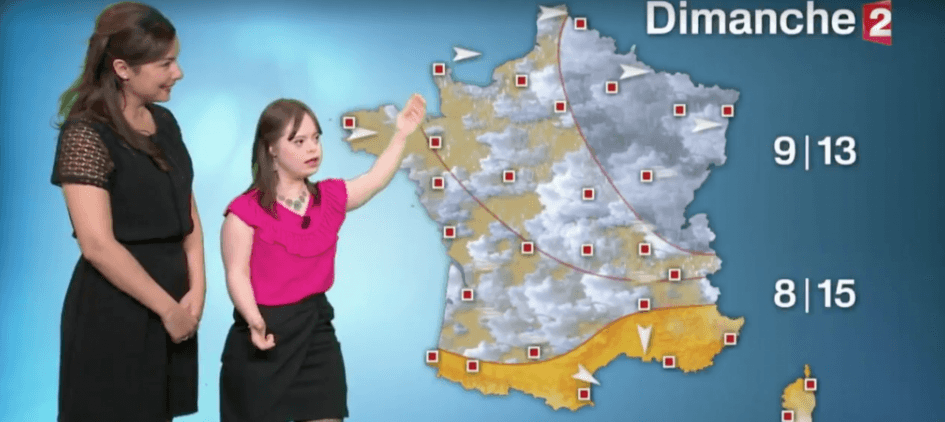 Una joven con síndrome de Down rompe récord de audiencia presentando el tiempo en Francia