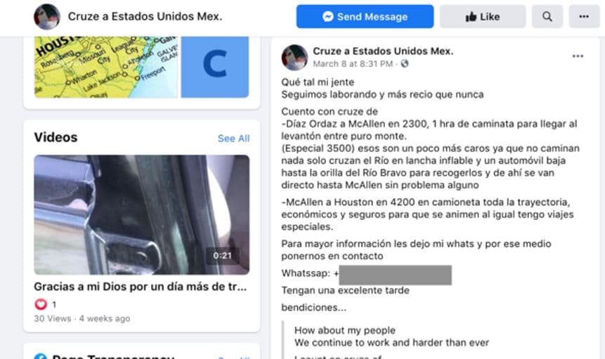 Otra cuenta de Facebook usada por presuntos coyotes.