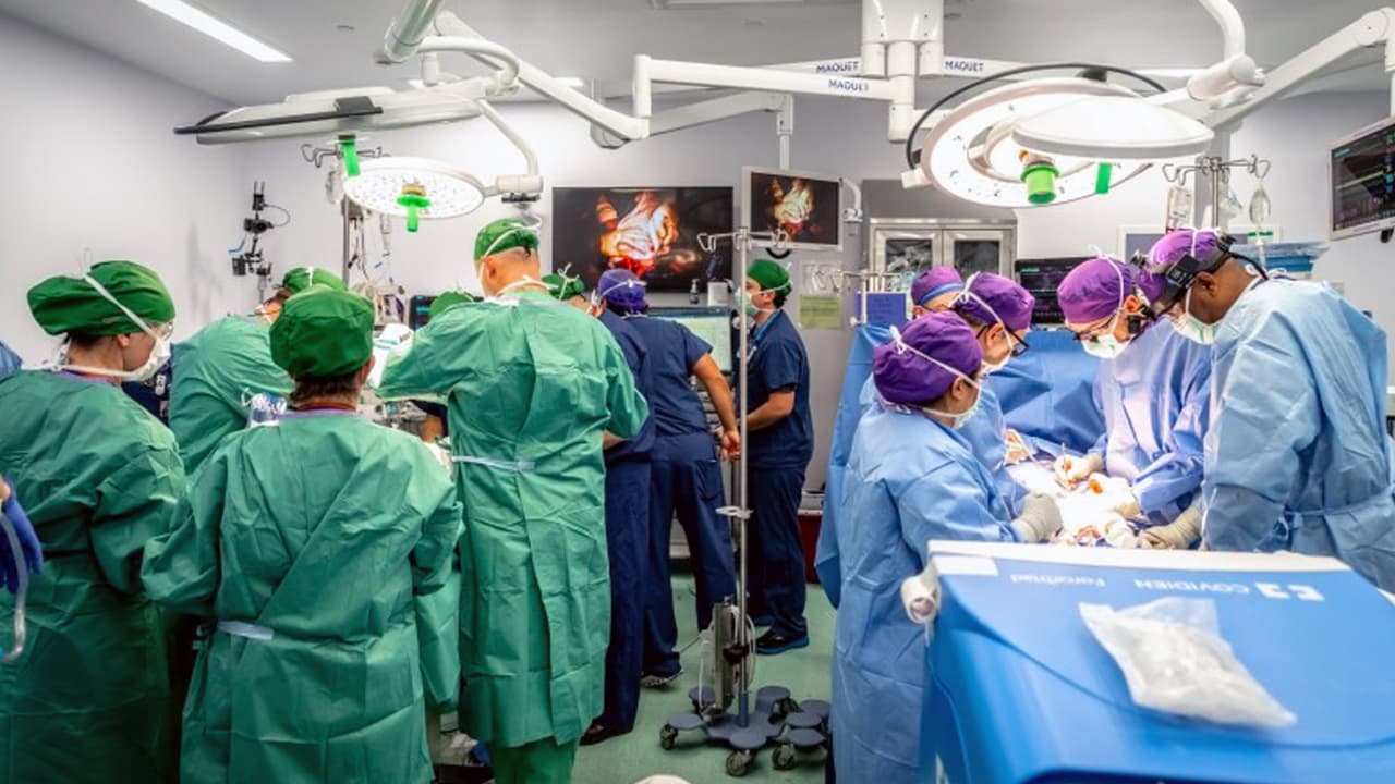 Las personas que formaron parte de la operación para separar a las siamesas Lynn, se vistieron de verde y azul, cada color era un equipo a cargo de una bebé.