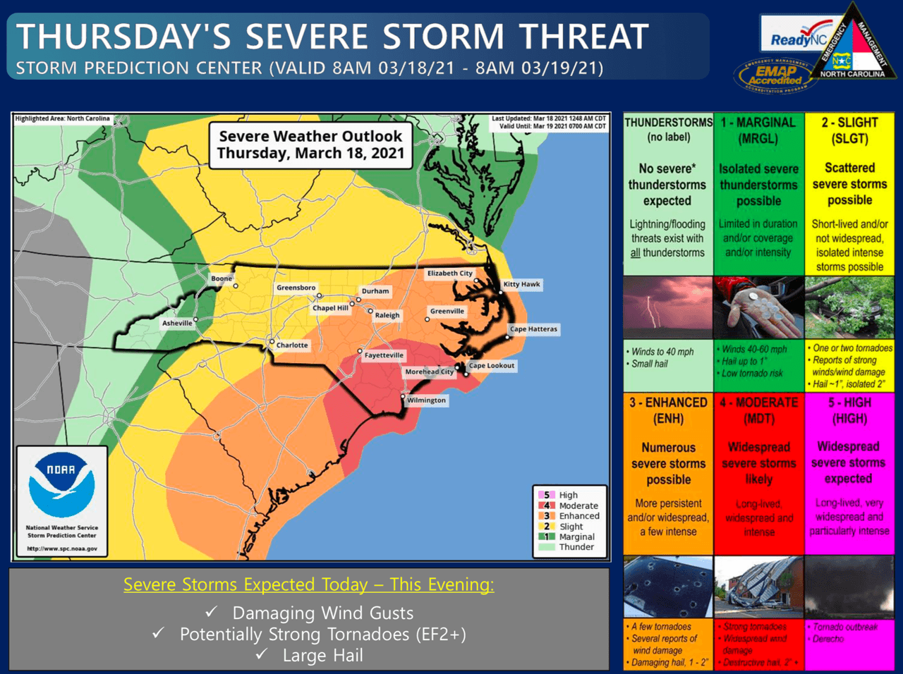 Predicción del tiempo severo de este jueves.