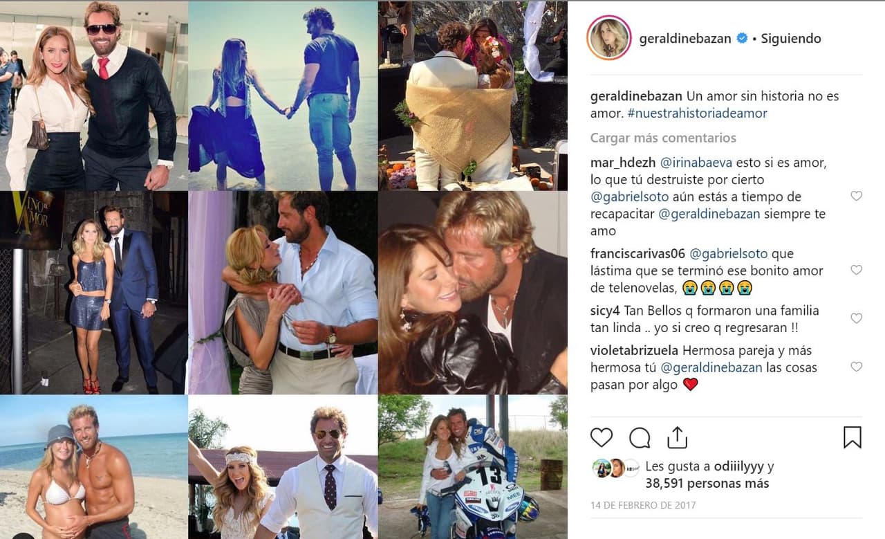 “Un amor sin historia, no es amor”, compartía Geraldine Bazán junto a las fotos que contaban sus vivencias con Gabriel Soto.