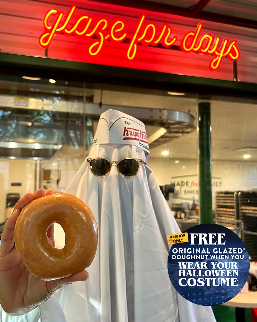 Krispy Kreme regalará una dona original glaseada a todos los niños que se presenten con su disfraz en todas las sucursales. Hasta agotar existencias.