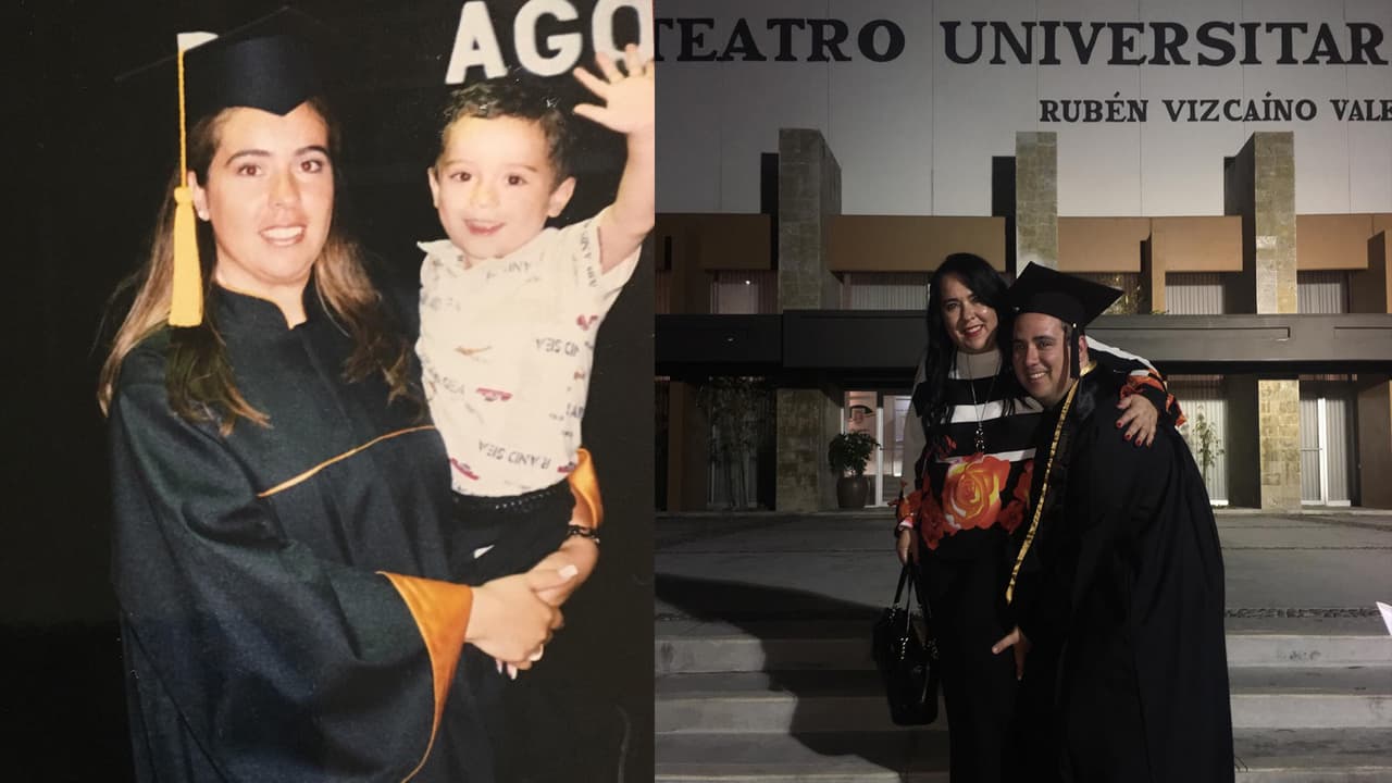 Madre e hijo se graduaron de la Universidad Antónoma de Baja California, en Tijuana, México