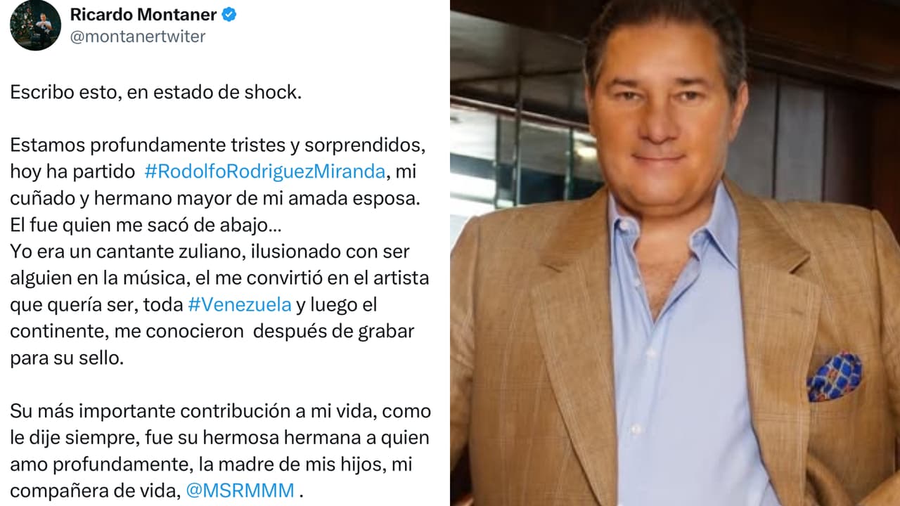 Ricardo Montaner dio a conocer así la muerte de su cuñado Rodolfo Rodríguez Miranda, hermano mayor de su esposa Marlene.