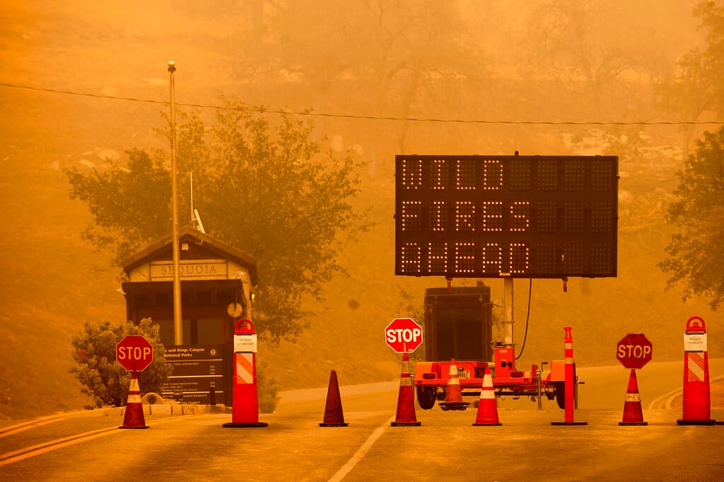El Parque Nacional Sequoia fue cerrado y su sede y empleados residentes han sido evacuados, junto con una parte de la comunidad de Three Rivers en los alrededores.