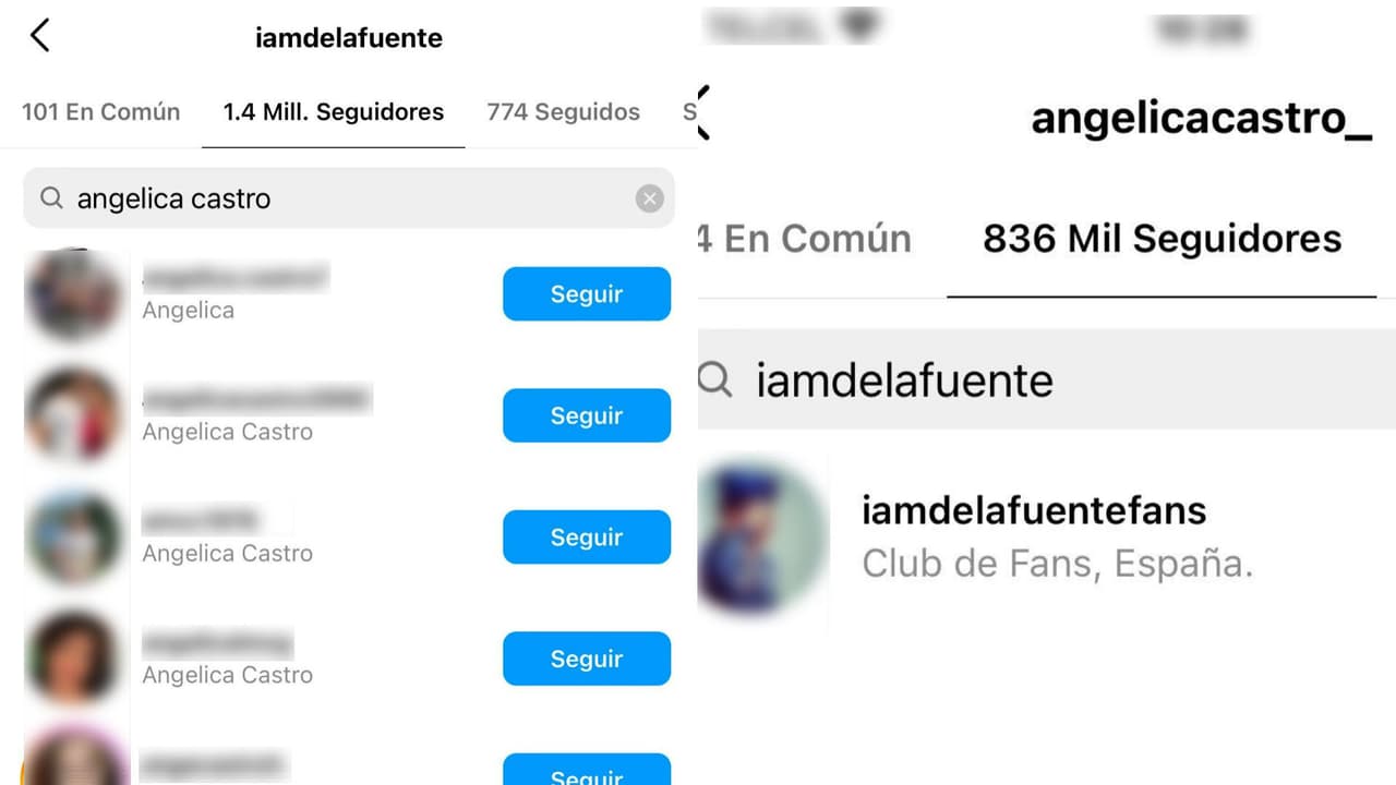 Ni Cristián de la Fuente ni su esposa, Angélica Castro, se seguían en Instagram.