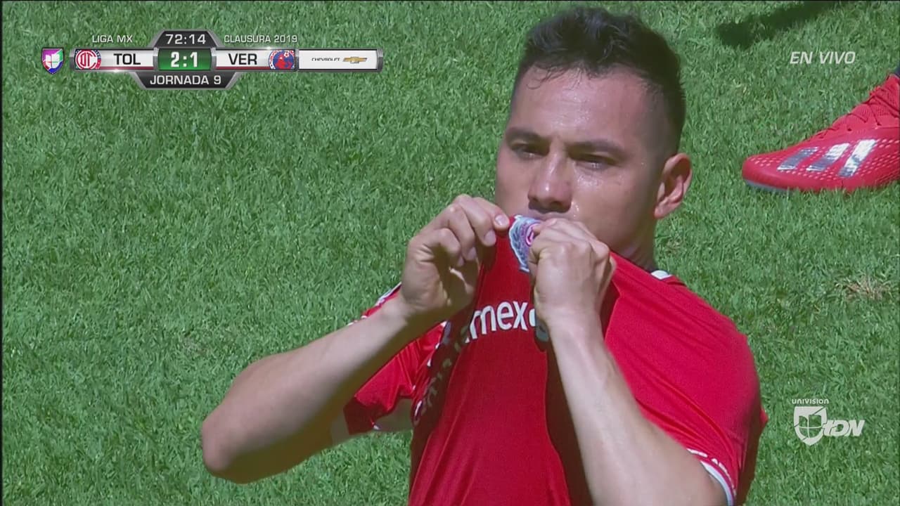 Antonio Ríos siente los colores del Toluca e hizo el 2-1 al Veracruz
