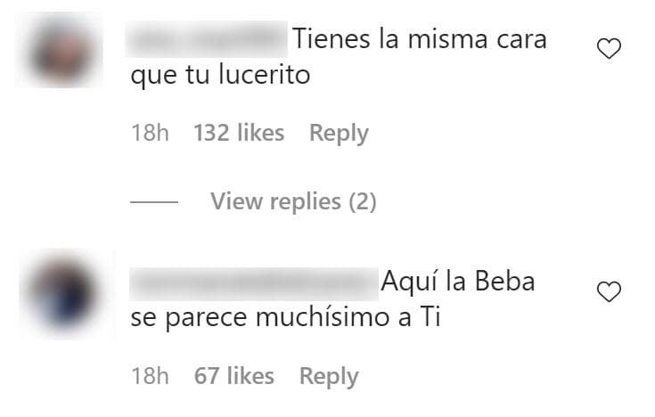 Los comentarios no tardaron en llegar: "Lucero, ¡Son iguales 'Lucerito' y tú!", "¡Wow! Pensé que era 'Lucerito', igualitas", "Yo juraba que era la beba".
<br>