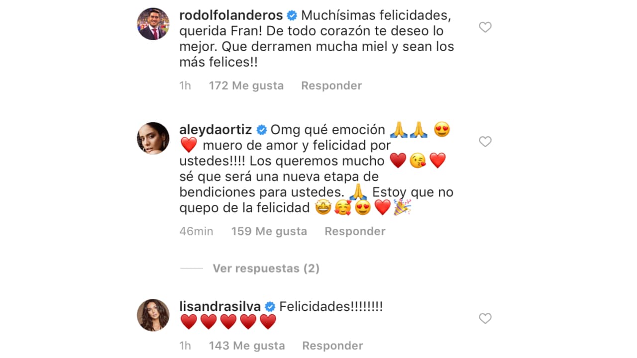Aleyda Ortiz también se sumó a las felicitaciones para Francisca y su misterioso novio italiano.