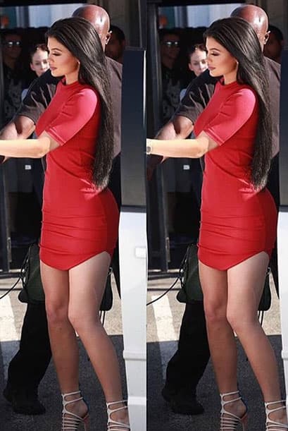 Kylie Jenner en un outfit rojo, patriótico.