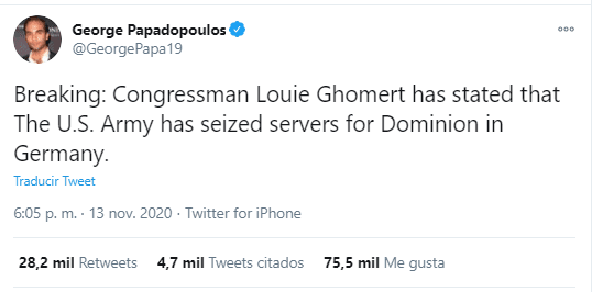 Captura de pantalla tomada de Twitter el 14 de noviembre de 2020.