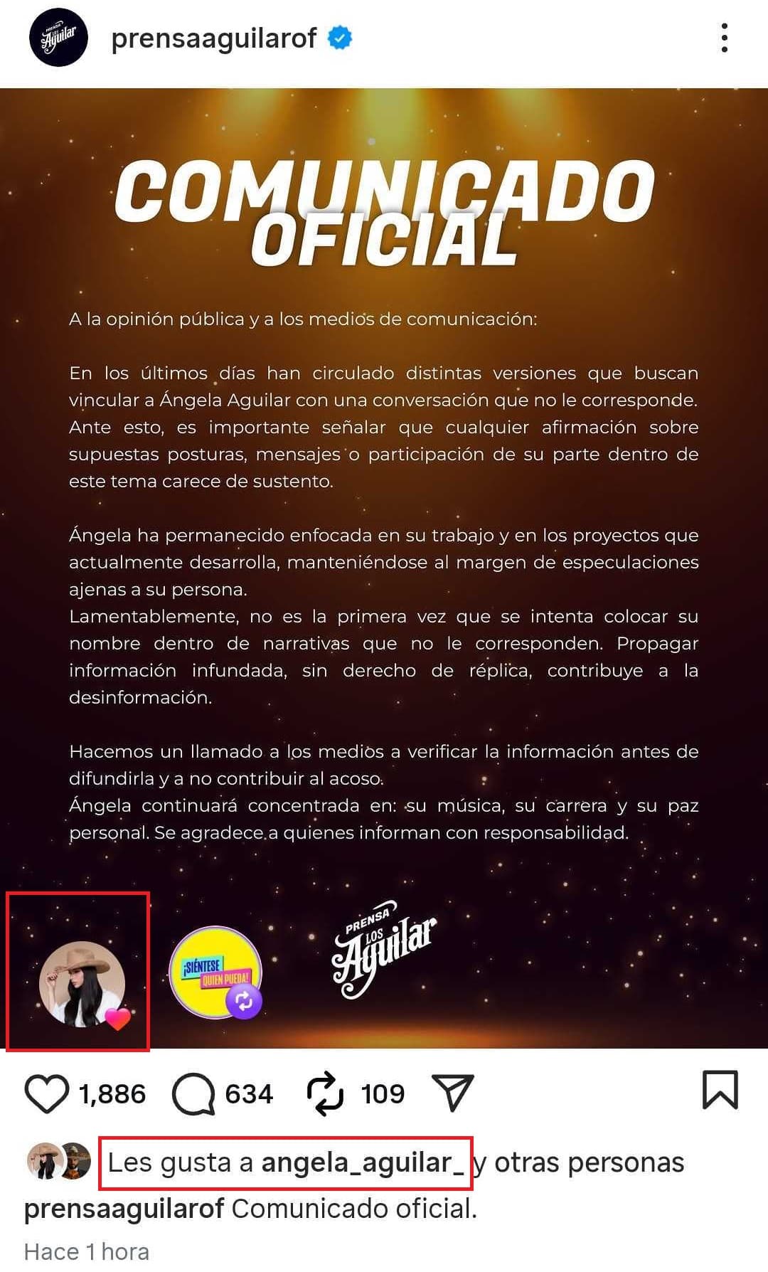 La familia Aguilar emitió este comunicado en medio de la polémica por la modelo en el video de Nodal.