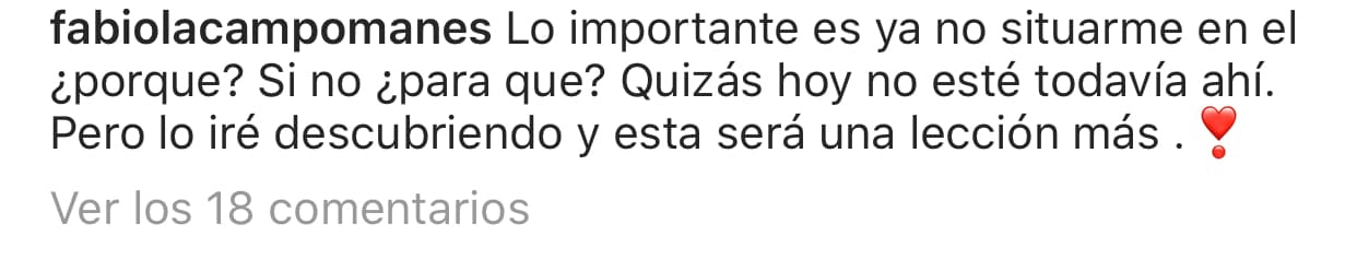 La imagen la acompañó con la siguiente reflexión: "Lo importante es ya 
<b>no situarme en el ¿por qué</b>? Si no ¿para qué?".
