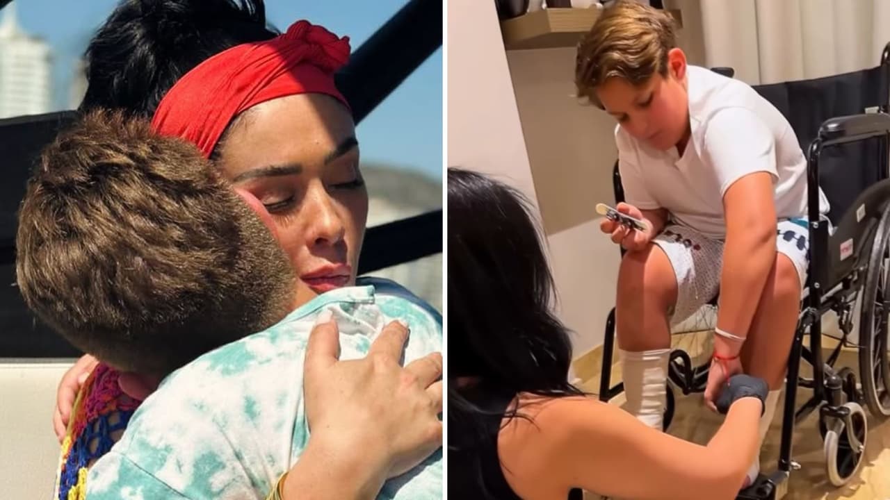 Sobrino de Anahí reaparece en silla de ruedas tras ser mordido por “un tiburón”: “Le dieron 30 puntadas”