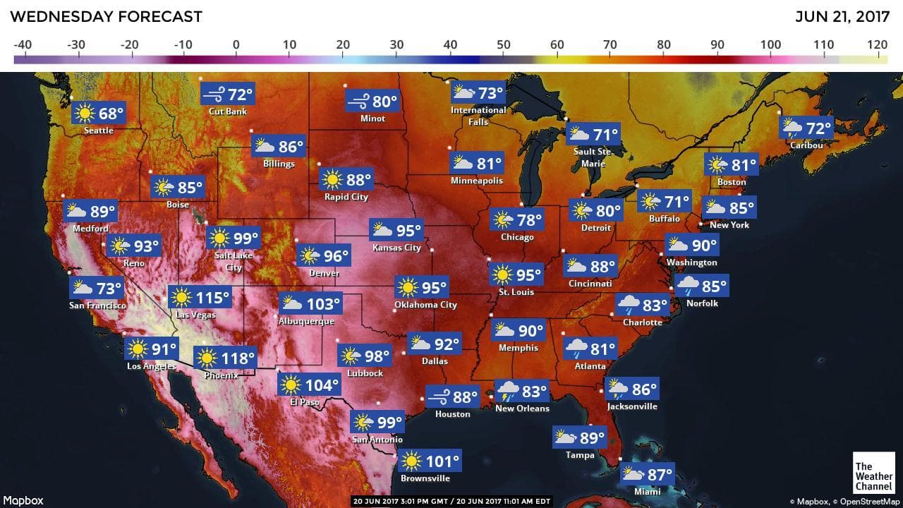 Miércoles 21 de junio: Previsiones meteorológicas.