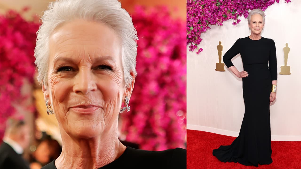 La veterana Jamie Lee Curtis optó por este elegante atuendo, creación de Dolce & Gabbana.