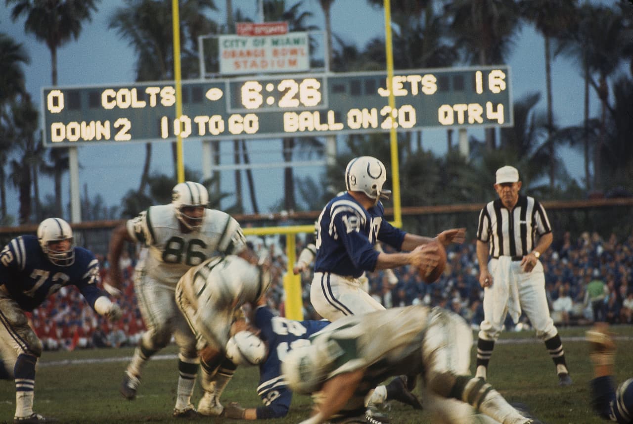 <b>4. Super Bowl II: </b>el Orange Bowl de Miami fue el escenario para la tercera edición del juego más representativo de la NFL entre los Baltimore Colts y los New York Jets.