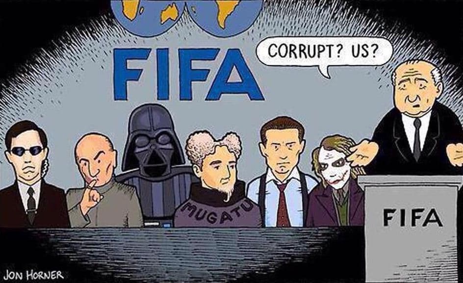 Parodias del presidente de la FIFA por acusaciones de corrupción.