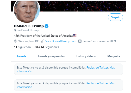 Captura de pantalla tomada de Twitter el 6 de enero de 2021.