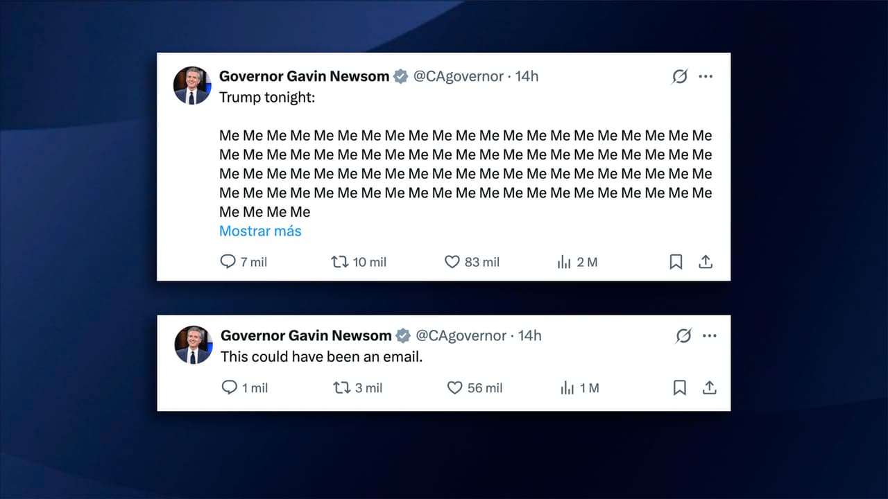 Newsom respondió con ironía en redes sociales al discurso de Trump.