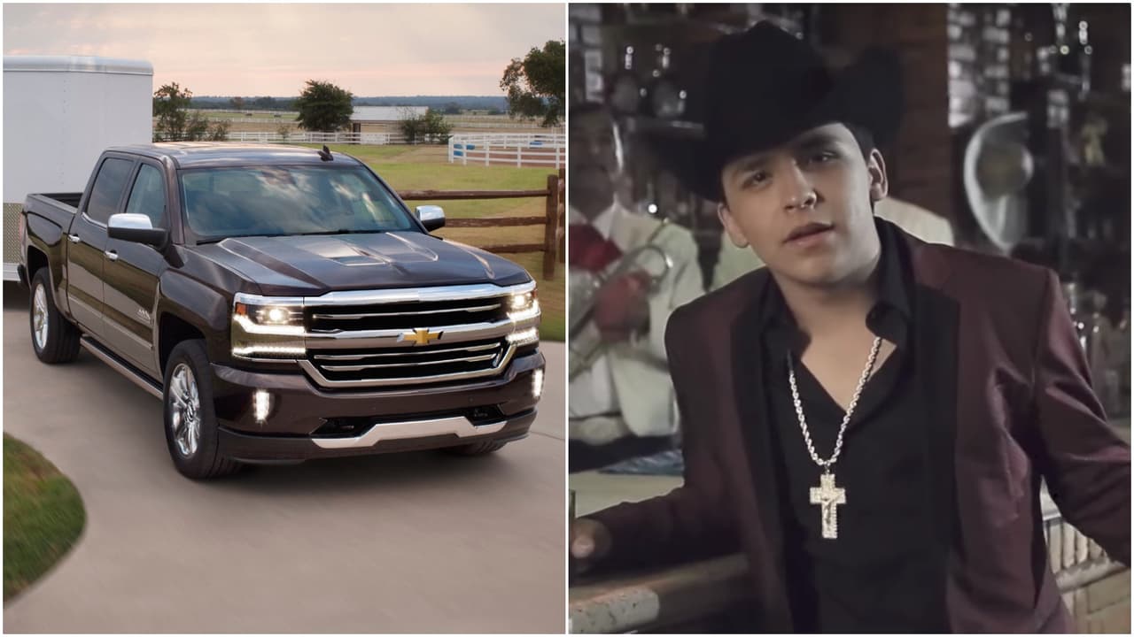 <b><a href="https://youtu.be/ETLoTxVVvjM" target="_blank">Adiós amor</a> – Christian Nodal: Una camineta <i>full size</i> con años en el mercado como la Chevrolet Silverado.</b>
<br>‘Adiós Amor’ de Christian Nodal es hermosa y fuerte como la
<a href="http://www.univision.com/noticias/pruebas-de-manejo/probamos-la-nueva-chevrolet-silverado-hd-2500-2017" target="_blank">Chevrolet Silverado</a>. Además esta canción de despedida le queda como anillo al dedo a la tercera generación de la troca grande de Chevrolet que a mediados de 2018 saldrá del mercado para ser sustituida por una nueva versión que, de ser ciertos los rumores, utilizará carrocería de aluminio.