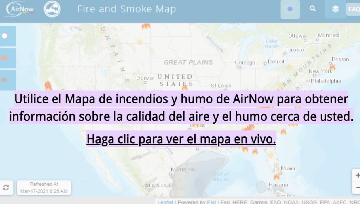 El mapa permite obtener información sobre la calidad del aire en cualquier ubicación