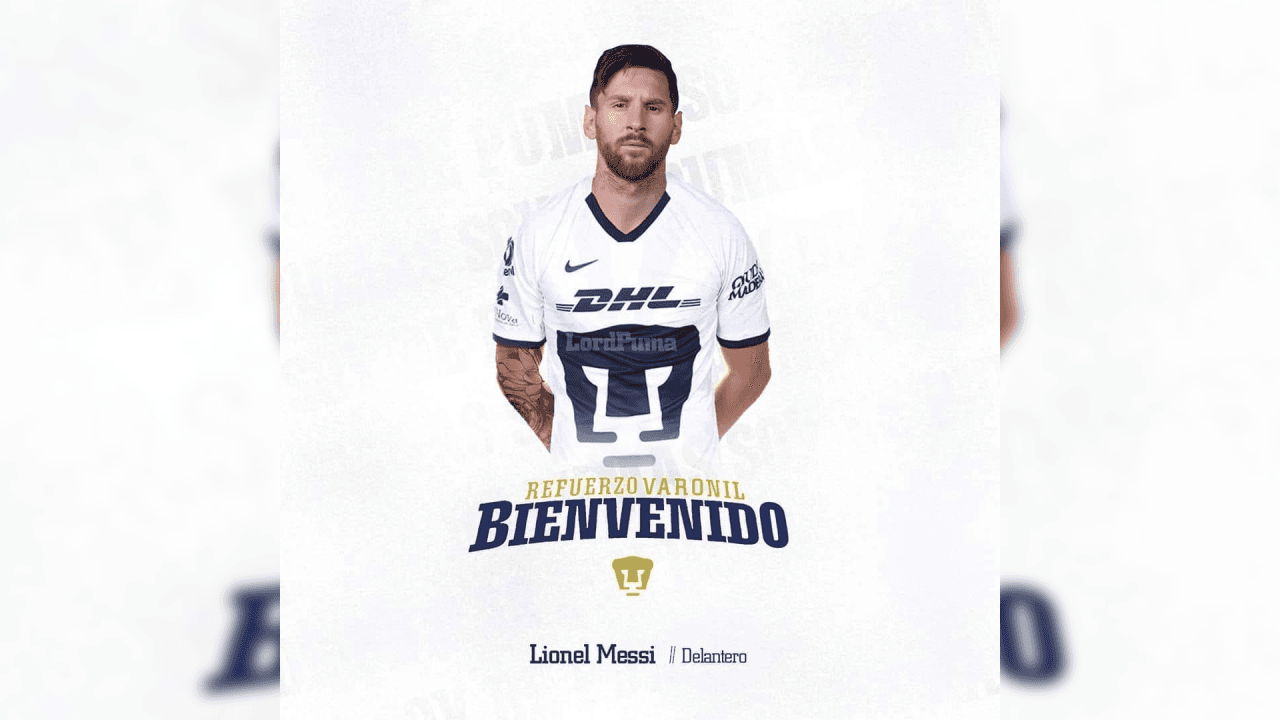 Messi portando la playera de la UNAM