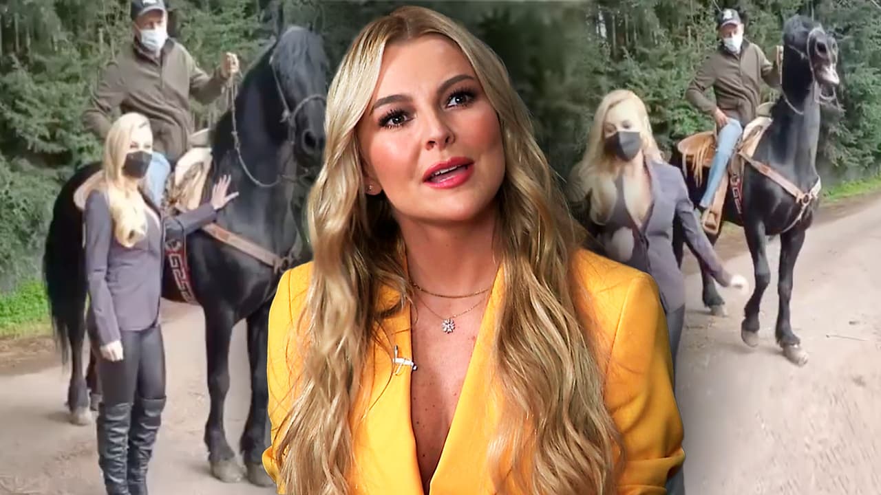 Marjorie de Sousa pega tremendos gritos y sale corriendo por el susto que le dio un caballo