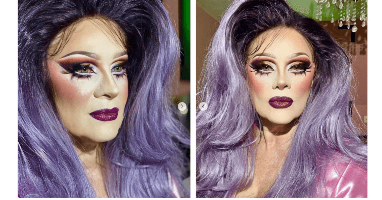 Erika Buenfil con maquillaje drag