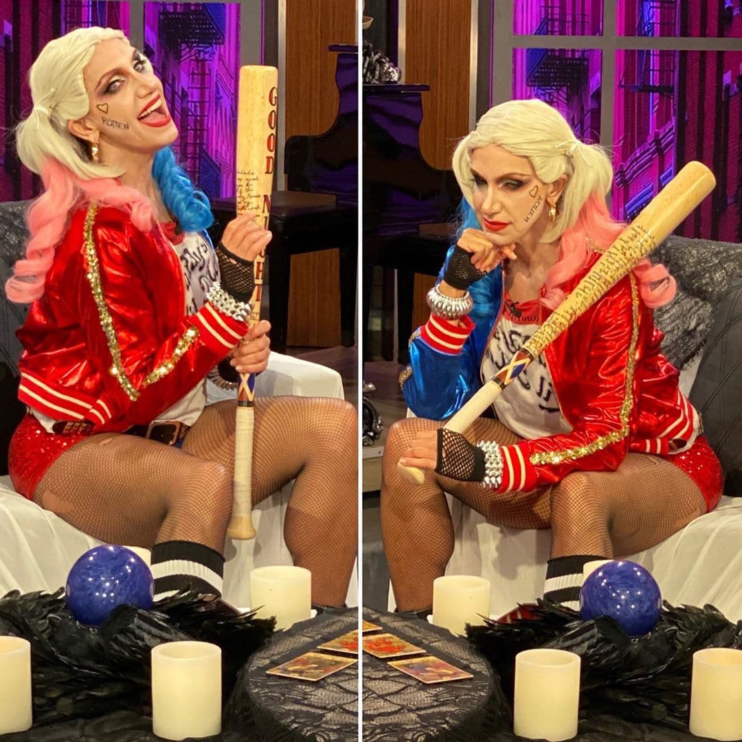 Lili Estefan lució el disfraz Harley Quinn, personaje que hiciera famoso la actriz Margot Robbie en la película 'Suicide squad'.