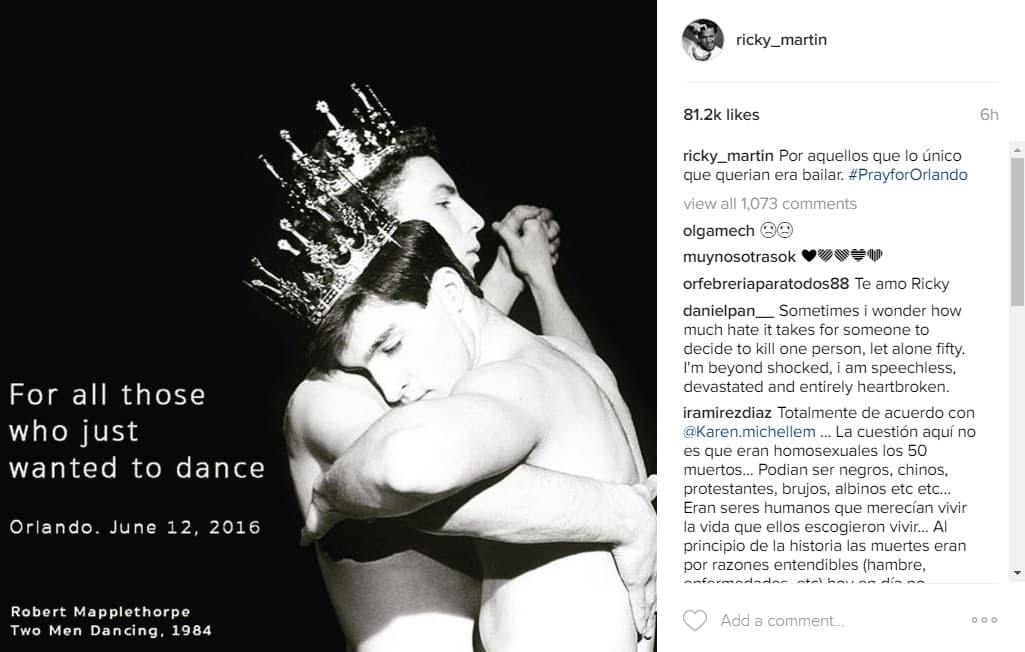 Con este mensaje, el 'Astro Boricua' compartió con sus fans sus oraciones. "Por aquellos que lo único que querían era bailar".