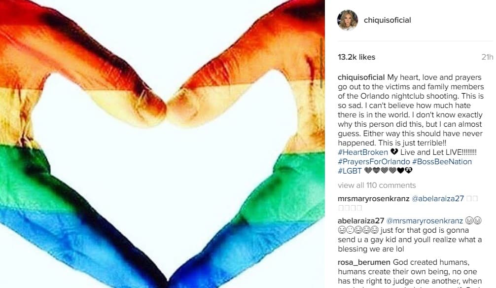 Chiquis pidió por las familias de quienes perdieron a sus seres queridos y señaló que es increible el nivel de odio que hay en el mundo.