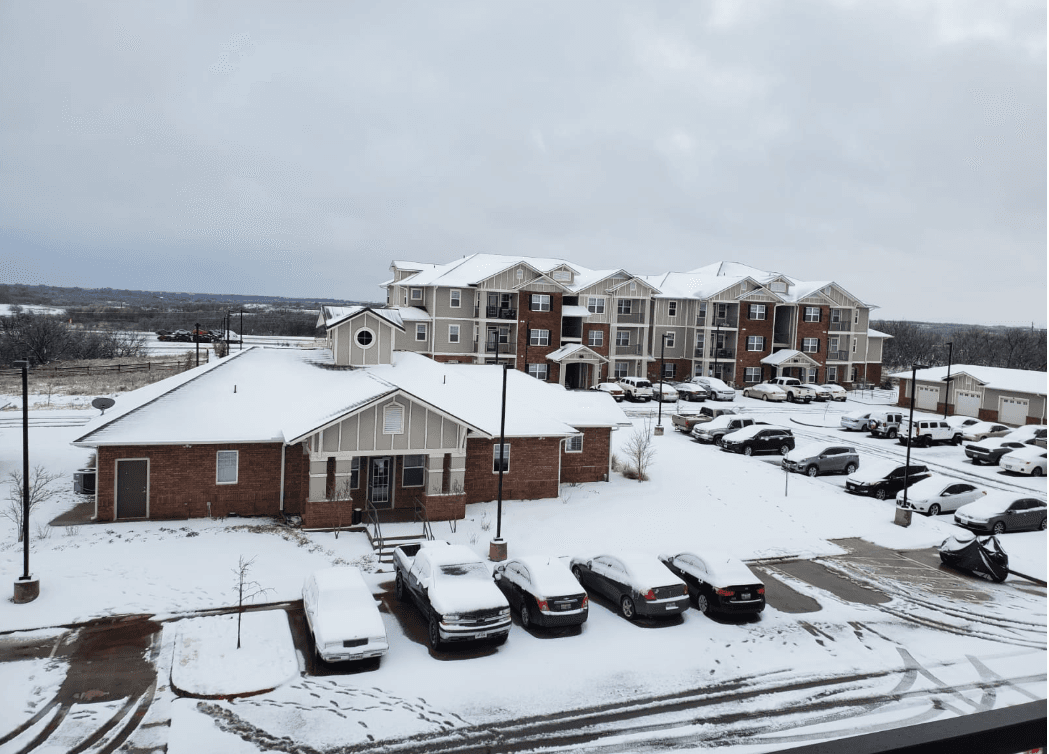 Nieve en el condado Clay al norte de Texas