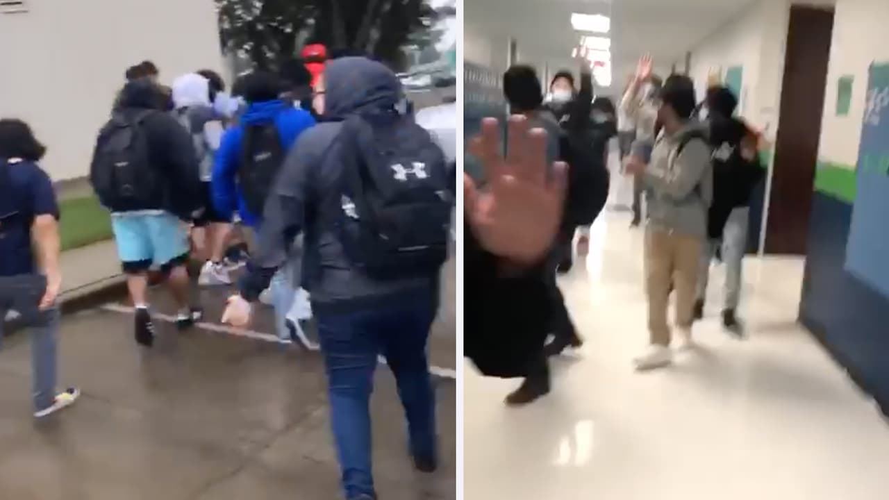 Los alumnos fueron evacuados siguiendo el protocolo mientras los padres angustiados esperaban tener noticias de ellos. 
<br>