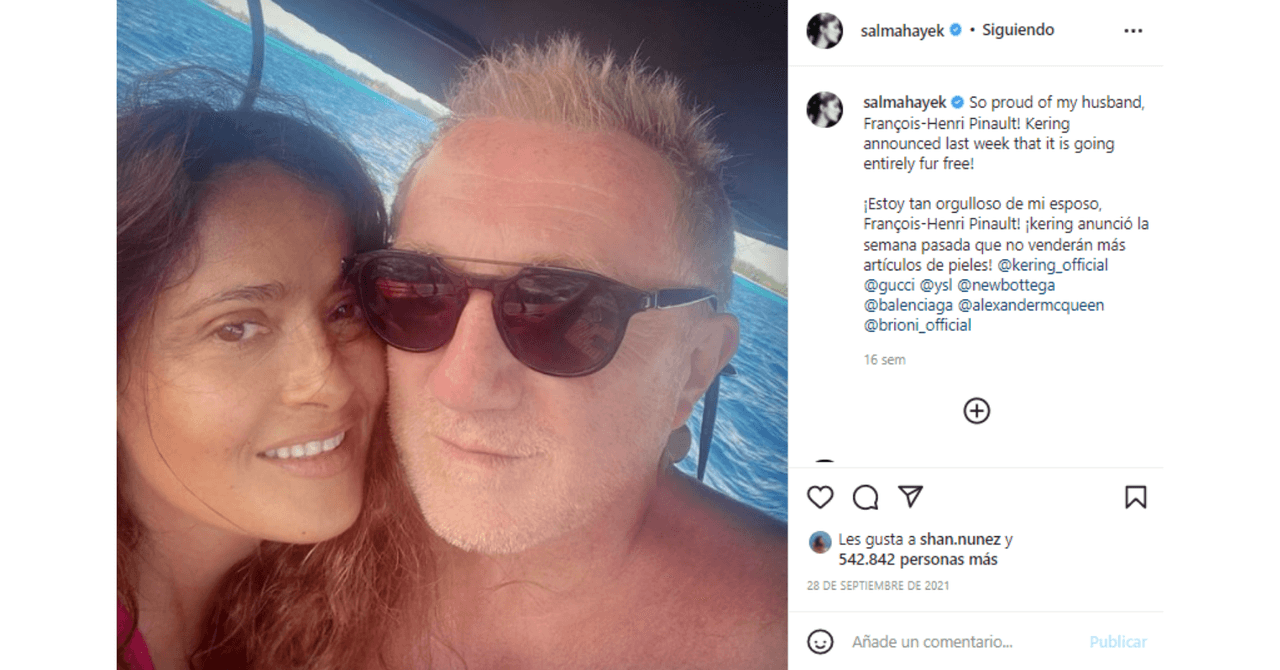 Salma Hayek y su esposo.