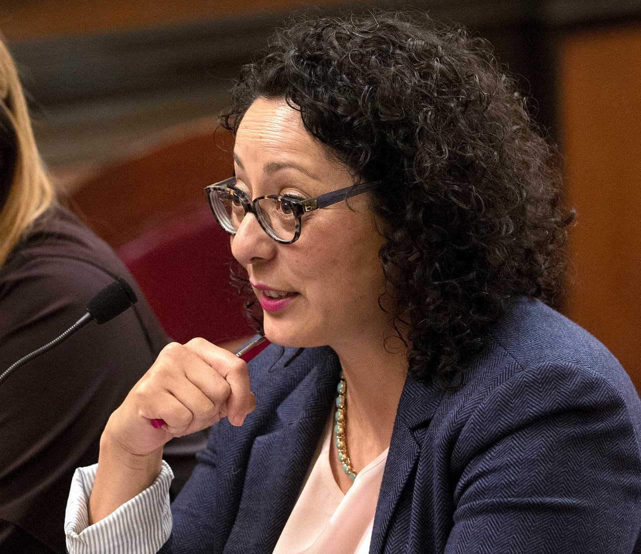 FILE - In this June 22, 2016 file photo, Assemblywoman Cristina Garcia, D- Bell Gardens, speaks at the Capitol in Sacramento, Calif. (AP Photo/Rich Pedroncelli, File)