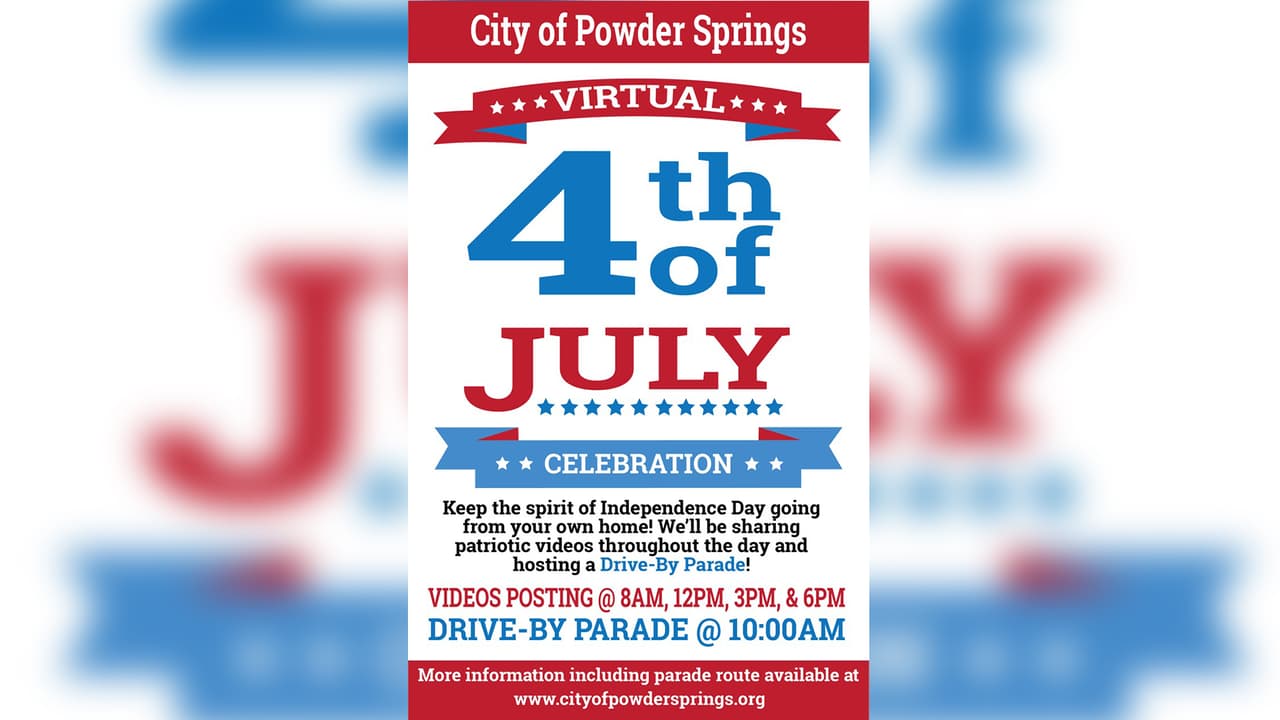 A las 10 de la mañana, funcionarios electos, policías y otros empleados de la ciudad participarán en el desfile de autos que recorrerá los vecindarios. Esta procesión patriótica terminará a las 11:30 a.m., y lo más destacado del desfile se incluirá en el video final que Powder Springs compartirá en las redes sociales para ese día.