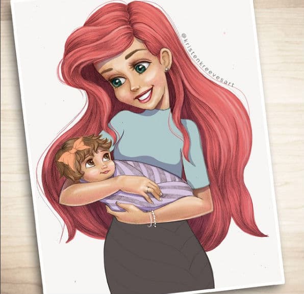 Así se imagina Reeves a la princesa Ariel en su rol de mamá.