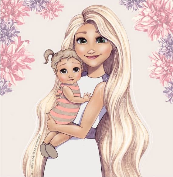 La artista, mamá de un pequeño, dijo que la maternidad la ha inspirado a crear estas ilustraciones.