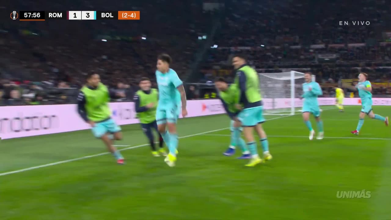 ¡Golazo al ángulo! Castro aumenta la ventaja de Bologna frente a la Roma