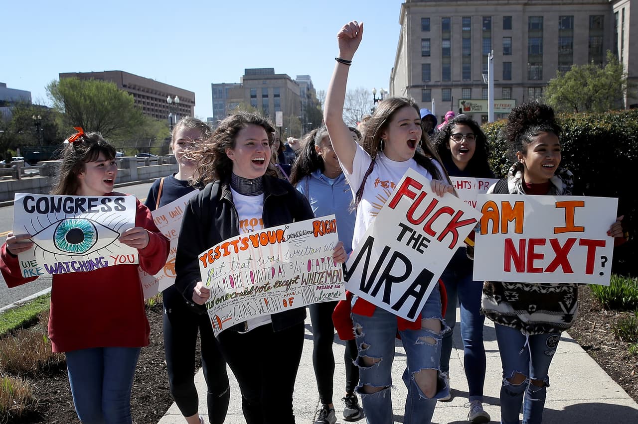 Los estudiantes en las calles de Washington DC.