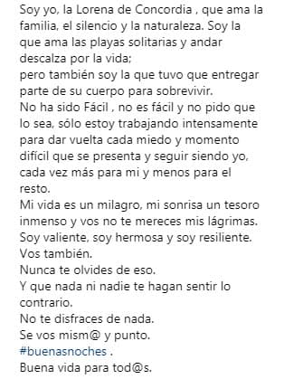 Además, aseguró que al ver sus cicatrices se siente tan hermosa como antes "o más".