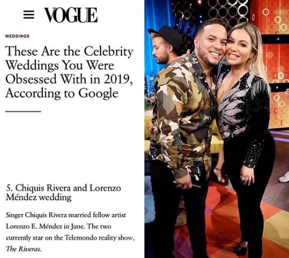 La intérprete de 'No regresarás' mostró en 
<b><a href="https://www.instagram.com/p/B5_BYFgnZvK/" target="_blank">Instagram</a></b> su emoción por haber ocupado un lugar en el listado de las bodas más buscadas de Google y no descarta la posibilidad de ser algún día la portada de la famosa revistas.