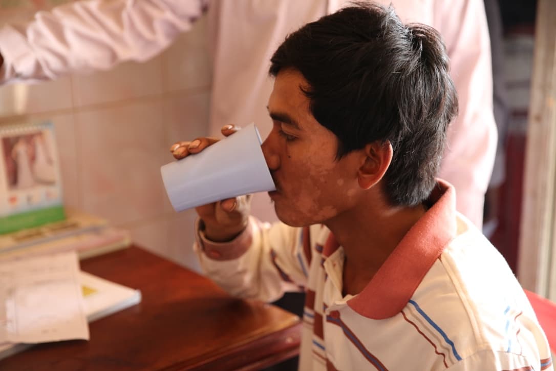 When he was first diagnosed, Po Them took a seven-day herbal treatment. He had never seen the drugs his doctor now recommended. That could explain why the malaria came back: the parasite never died.