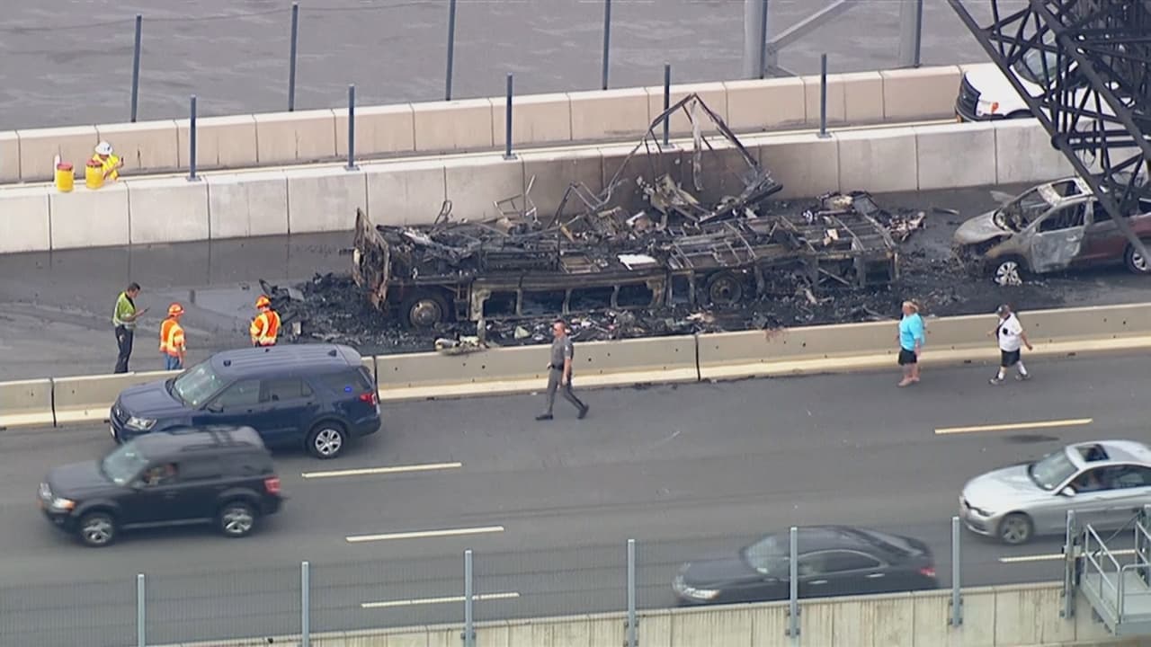 Vehículo en llamas en el puente Mario Cuomo provoca retrasos 