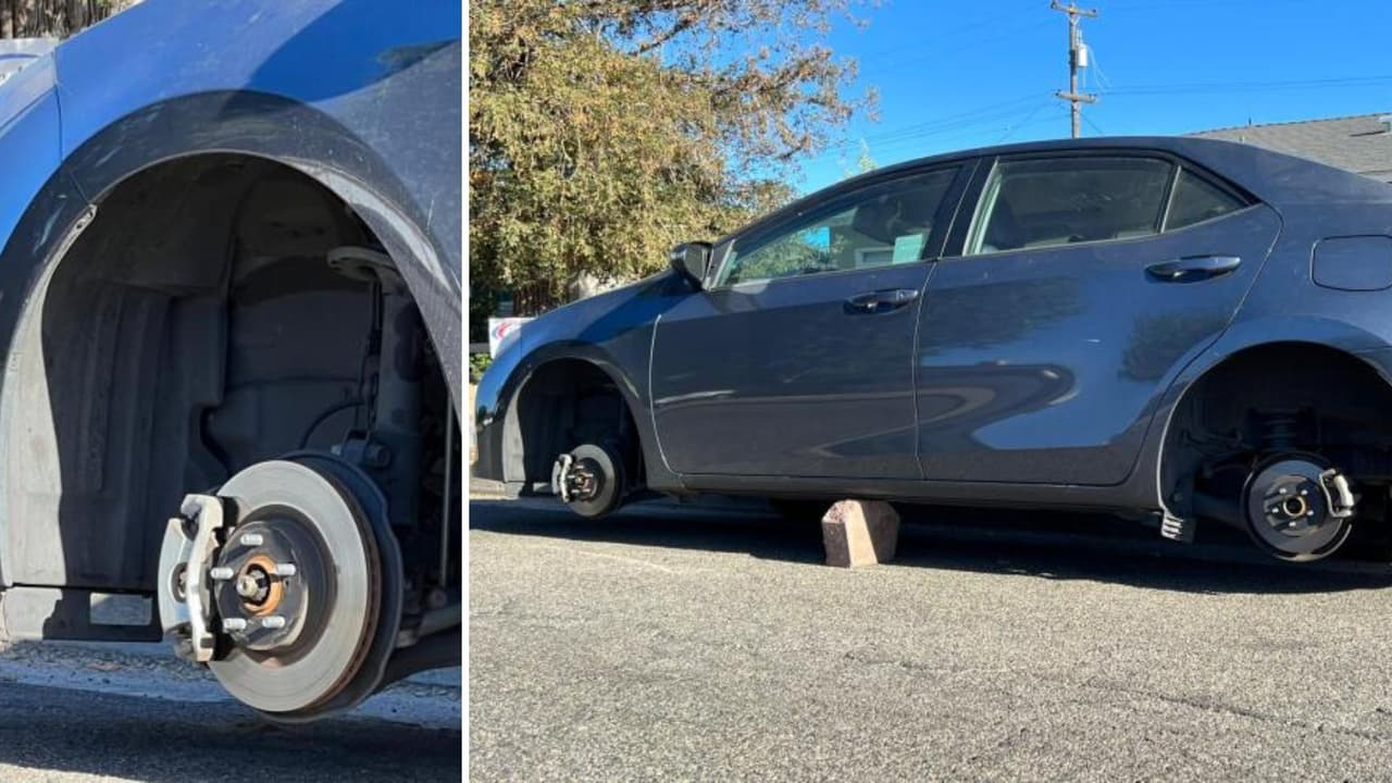 Ola de robos deja sin llantas y encima de ladrillos a seis carros en Davis