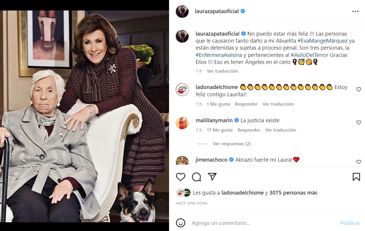 Laura Zapata anunció que detuvieron a tres personas implicadas en el maltrato de su abuela.