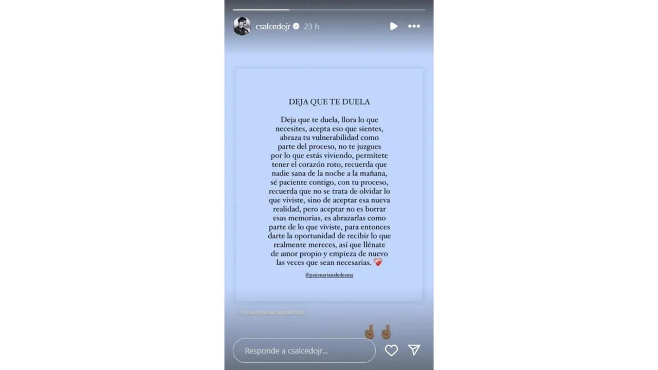 Carlos Salcedo publicó su mensaje en Instagram.