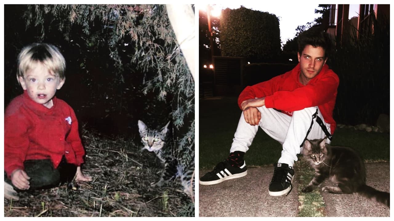 Por la mañana, el festejado compartió dos imágenes en Instagram donde aparece con su mascota para 
<b>comparar su crecimiento </b>y agregó la frase "TWËNTY ØNÊ" (21).
<br>